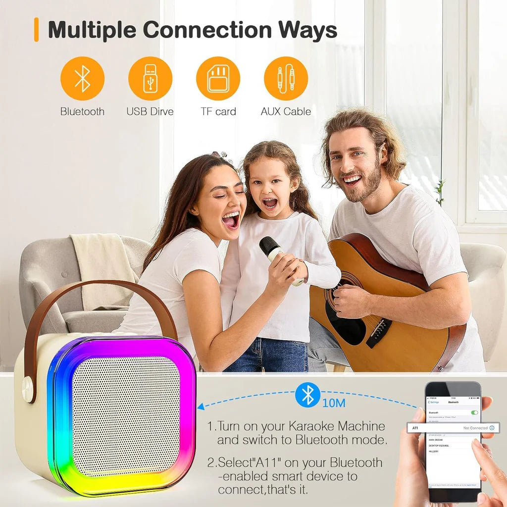 Portable Bluetooth Speaker with 2 Wireless Microphone