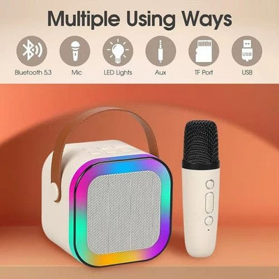 Portable Bluetooth Speaker with 2 Wireless Microphone